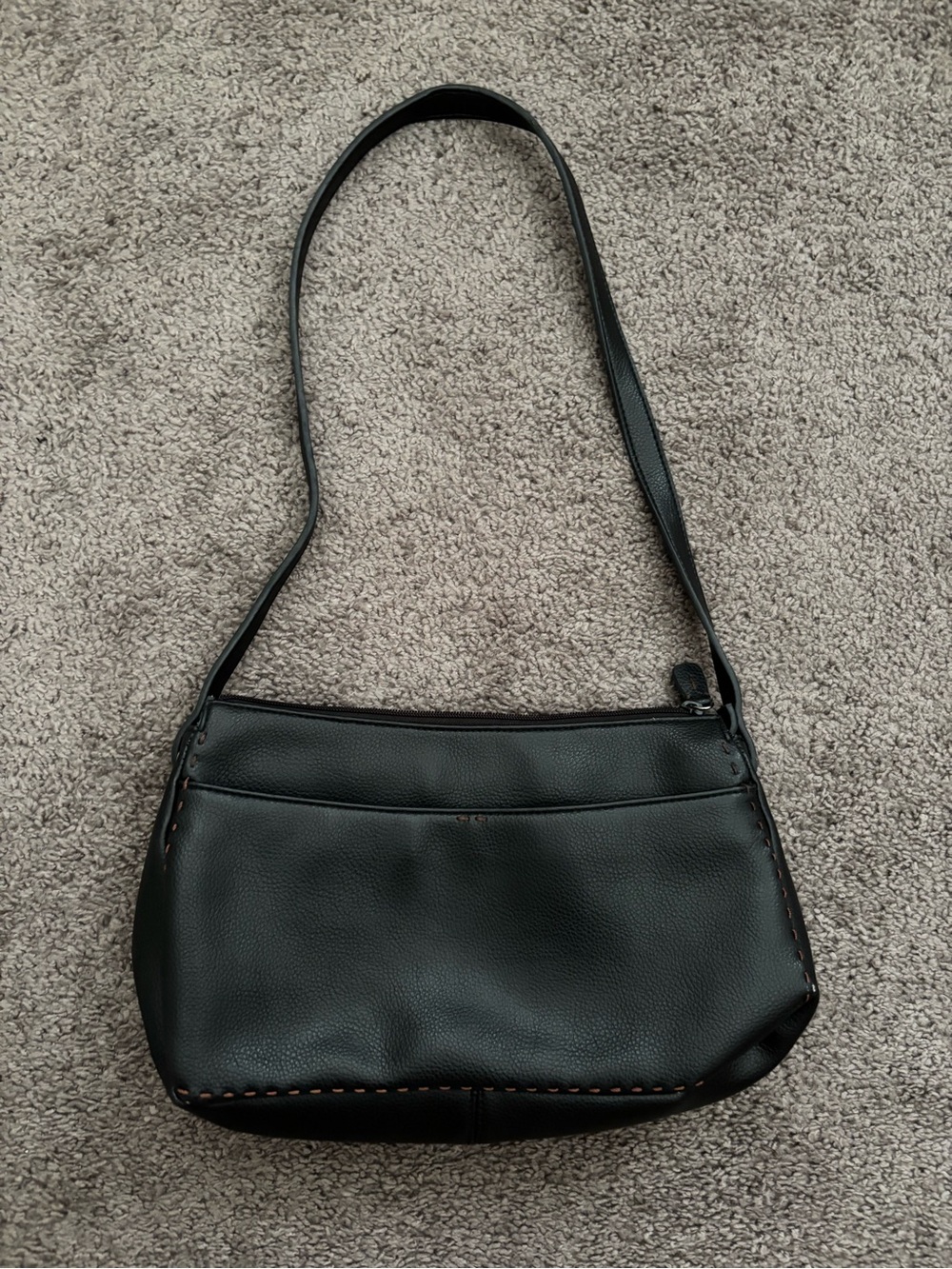 Vintage Y2K Black with Brown Stitching Shoulder Bag Liz Claiborne